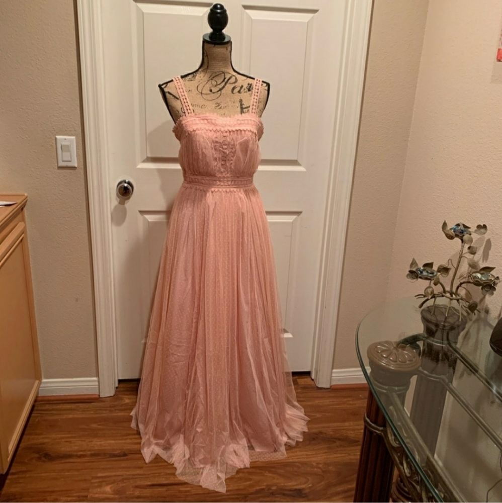 ~Gorgeous BLush PiNk SHeeR Polka Dot Maxi DRess~